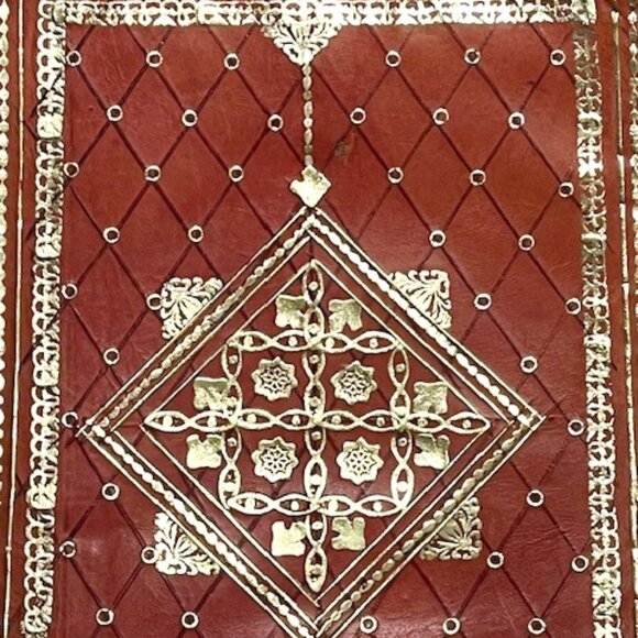 VTG Leather Book Notebook Cover Protector Gold Leaf Designs 7.25"x10" - Picture 4 of 16